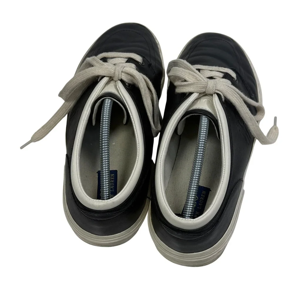 Polo Ralph Lauren Faxon Low Mens Black Leather Sneakers Shoes‎ Size 12 D K16
